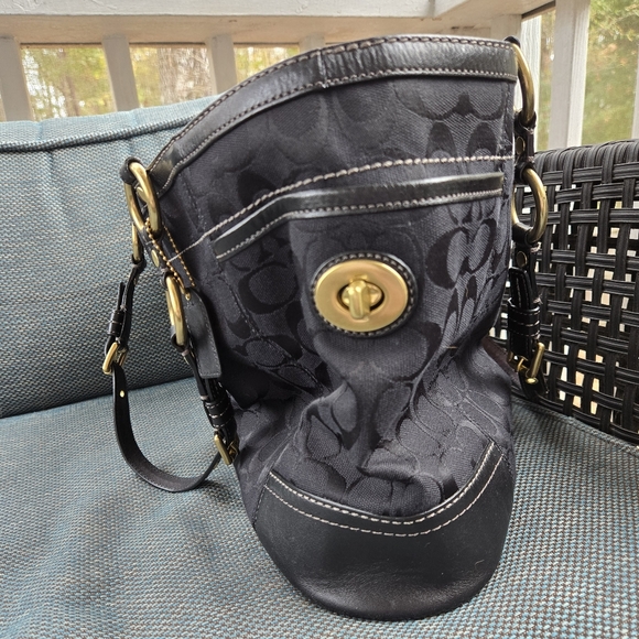 Coach Black Tote with Leather & Gold Accents - Picture 6 of 10